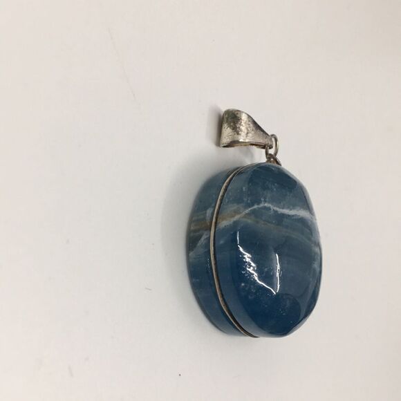 Blue Calcite Sterling Silver wire wrapped Pendant - Picture 7 of 11